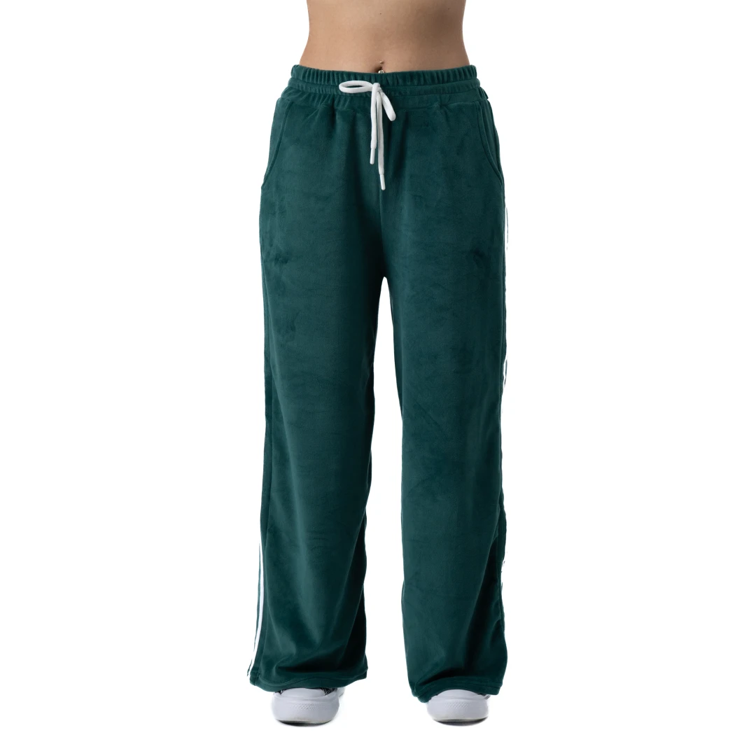Pantaloni Trening Verde din Catifea Pufoasa Marime Mare Largi M - 