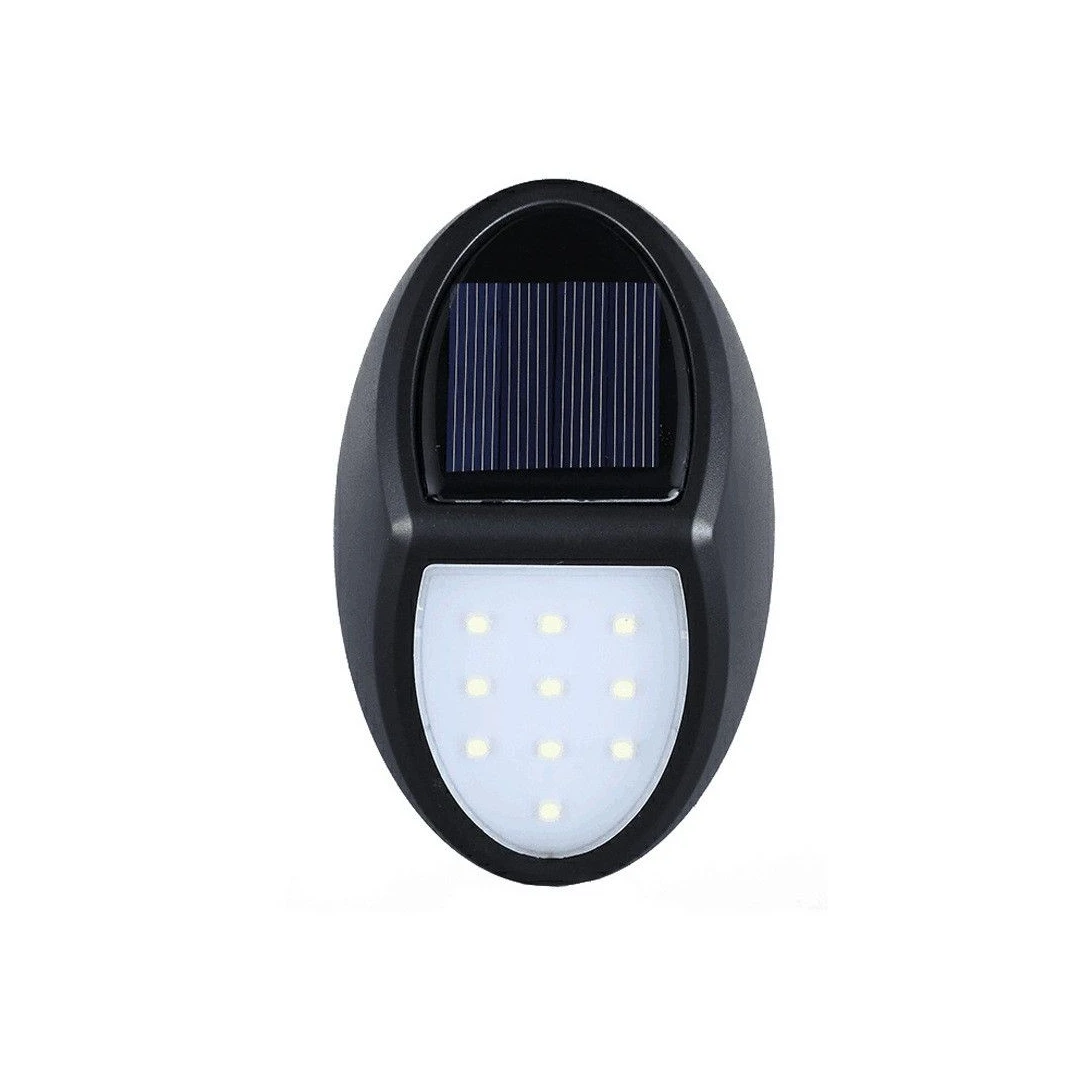 Aplica solara LED pentru perete eMazing, in forma ovala, 10 LED-uri, lumina puternica, IP65, 12 x 7.5 cm, 1.2 V, 300 mAh, autonomie 8-10 ore, alb rece - 