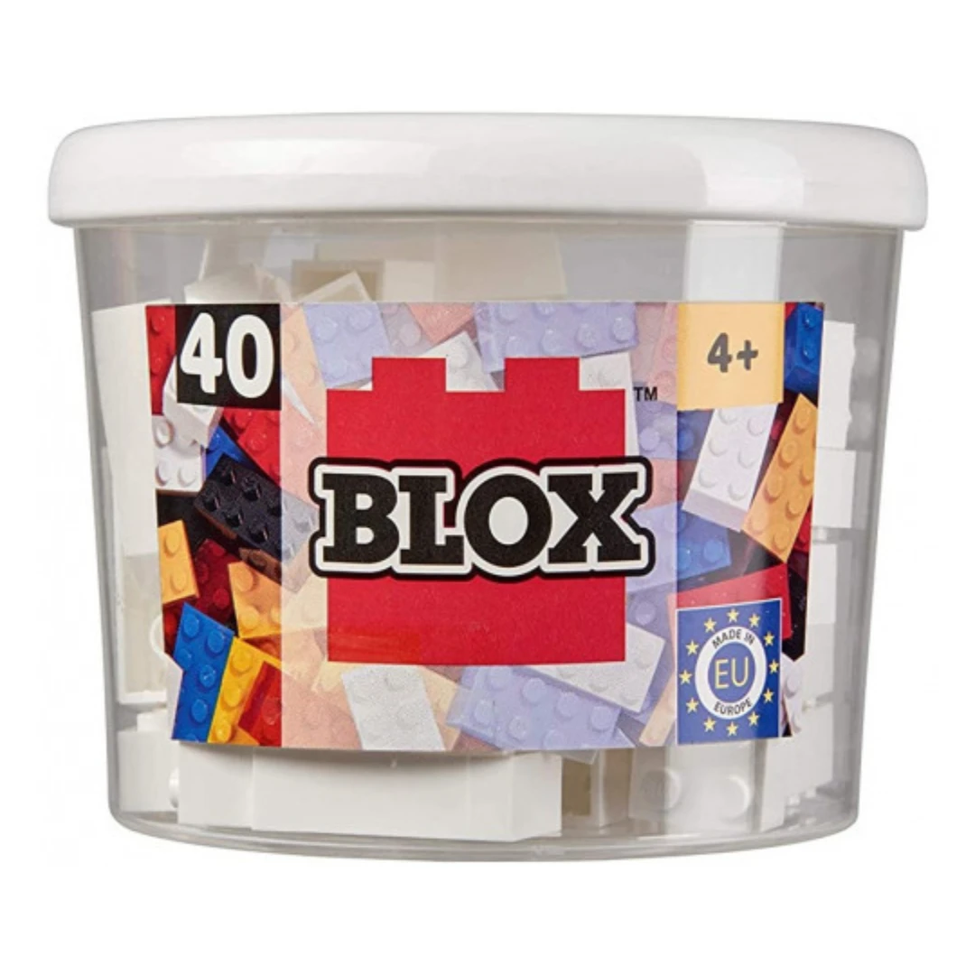 Set cuburi de constructie de plastic Blox, 40 piese albe - 