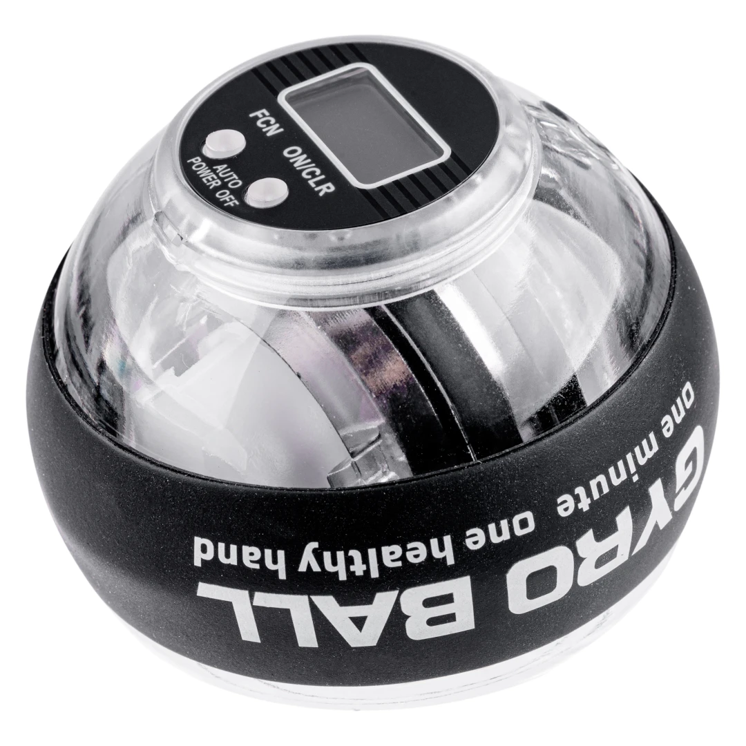 Minge giroscopica Powerball - Gyroball, pentru antrenamentul mainilor si a antebratelor, iluminare LED, functie de recuperare si antistres, Negru  - 