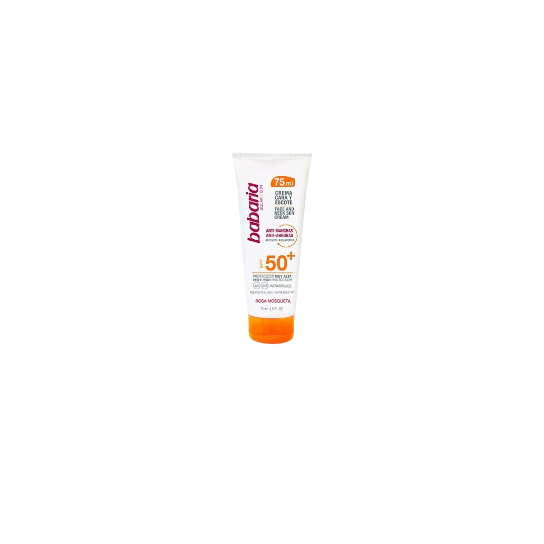 Crema faciala anti-pete cu protectie solara SPF50+, Babaria Solar cara&escote, 75 ml - 