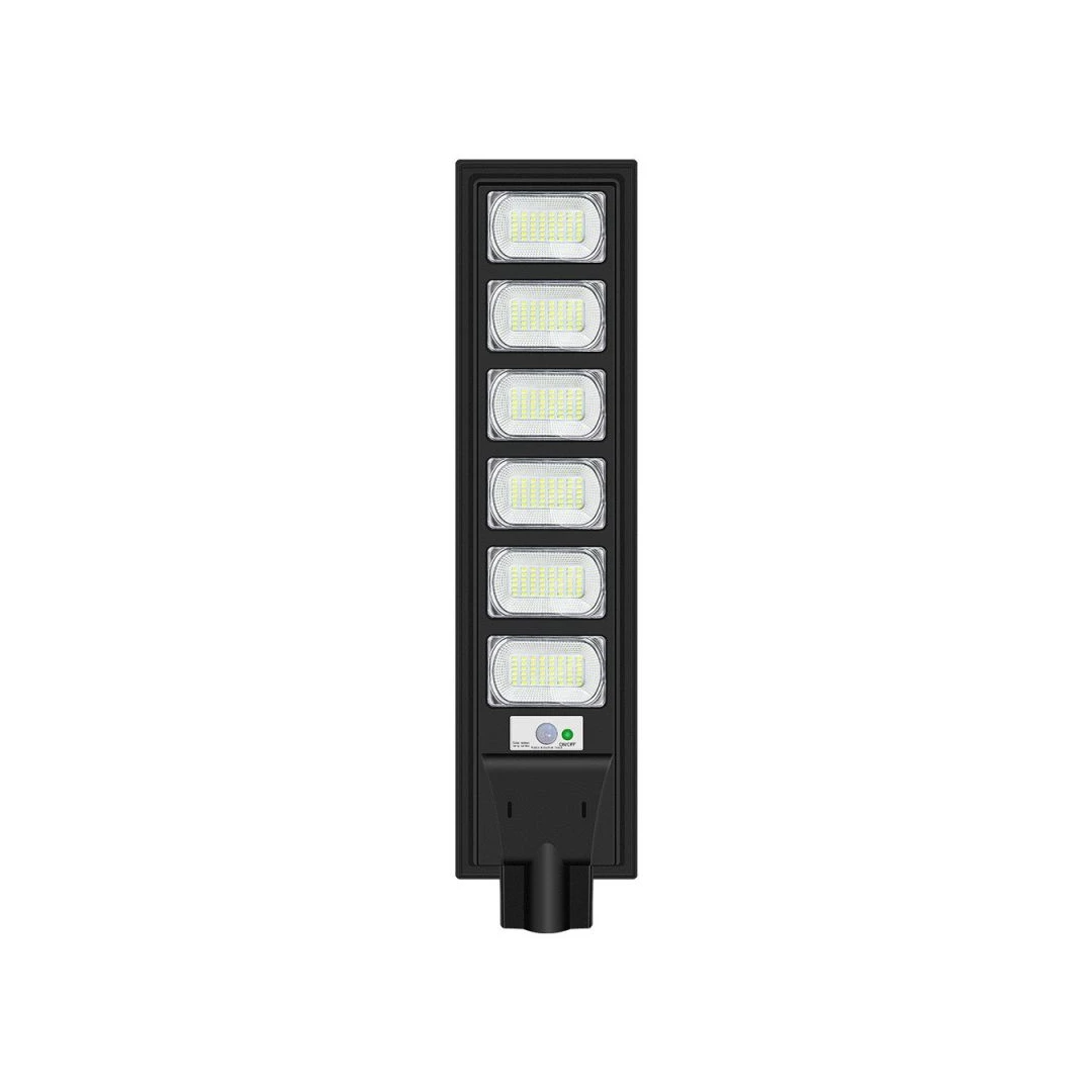 Lampa solara stradala eMazing, cu telecomanda, senzor de miscare si lumina, suport prindere, 288 LED-uri, IP65, ABS, 15AH, 300W, temperatura culoare 6500K, 79x18.8x5 cm, autonomie 10-12 ore, negru - 