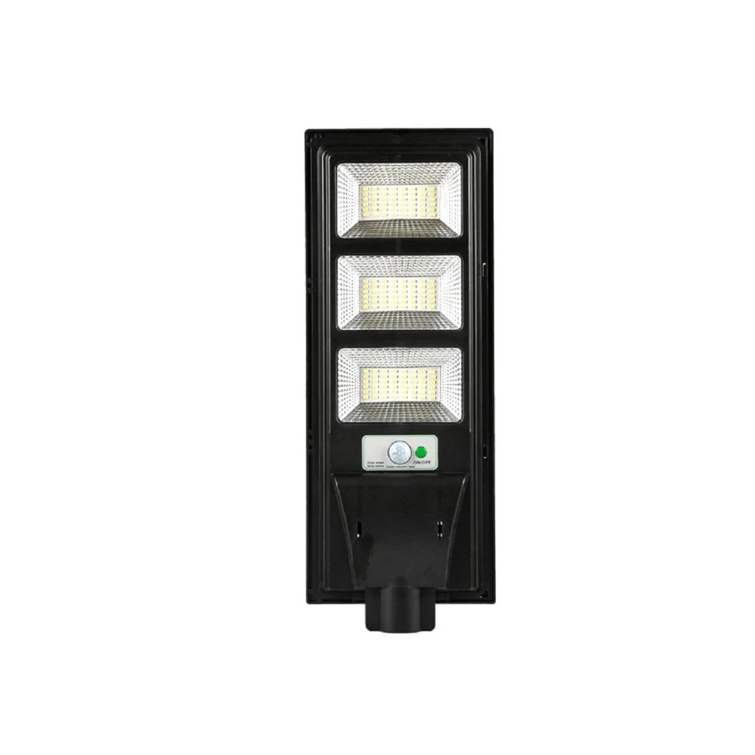 Lampa solara stradala eMazing, cu telecomanda, senzor de miscare si lumina, suport prindere, 144 LED-uri, IP65, ABS, 8AH, 150W, temperatura culoare 6500K, 49.5x18.8x5 cm, F6006-150w, autonomie 10-12 ore, negru - 