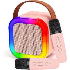 Boxa cu 2 Microfoane karaoke Smart copii, difuzor Wireless, Roz ABYZ®™ - 