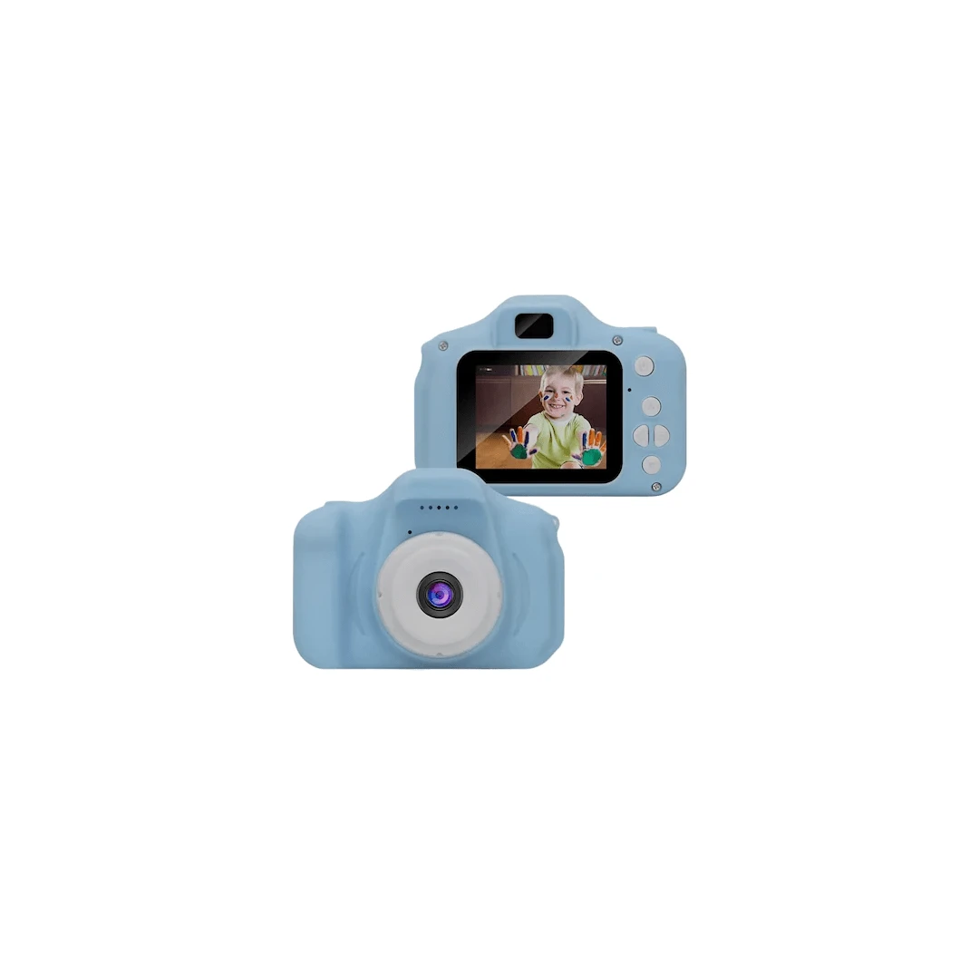 Camera foto digitala pentru copii, functie foto/video,4 jocuri incluse, 7 scene si 4 cadre foto distractive, 3264/2448 pixeli, lentile 0308, ABS calitate superioara, ecran 2 inch albastru - 