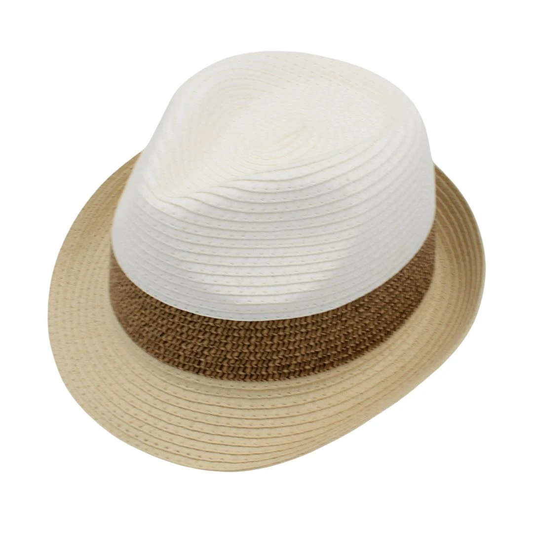 Pălărie de plajă bărbați alb cu bej - 