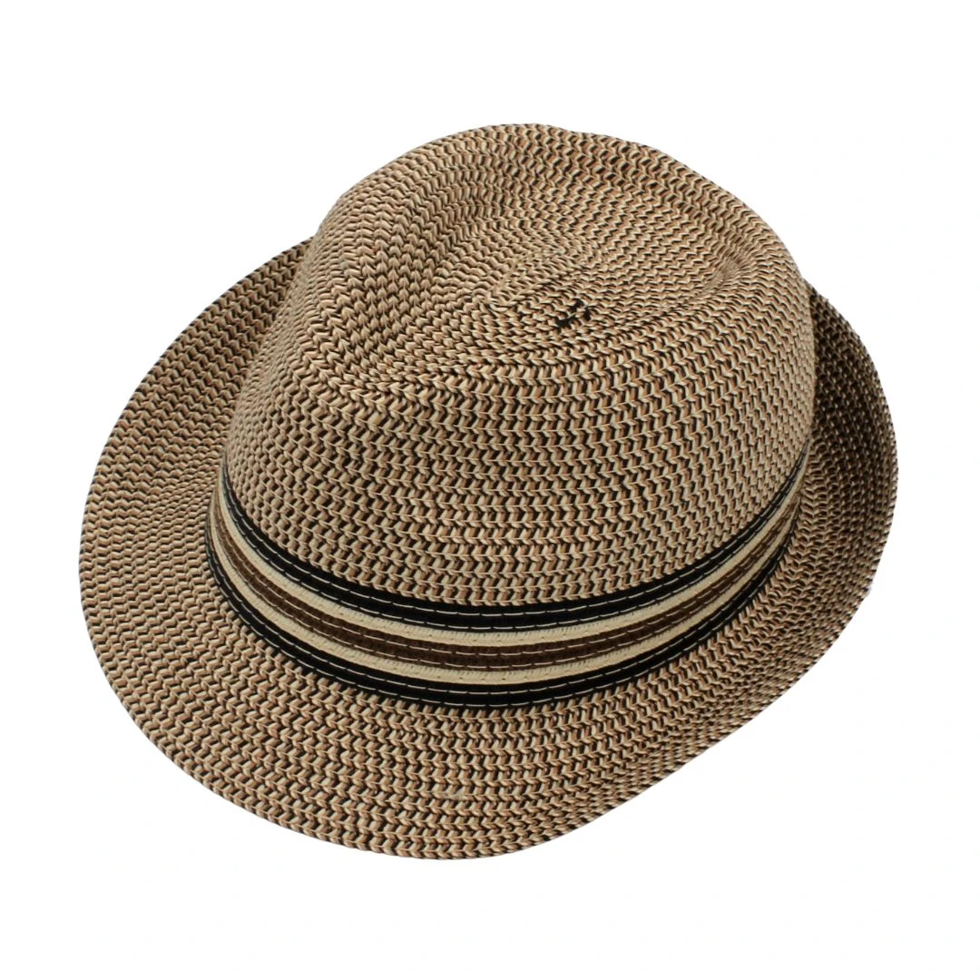 Pălărie de plajă bărbați maro cu bandă - 