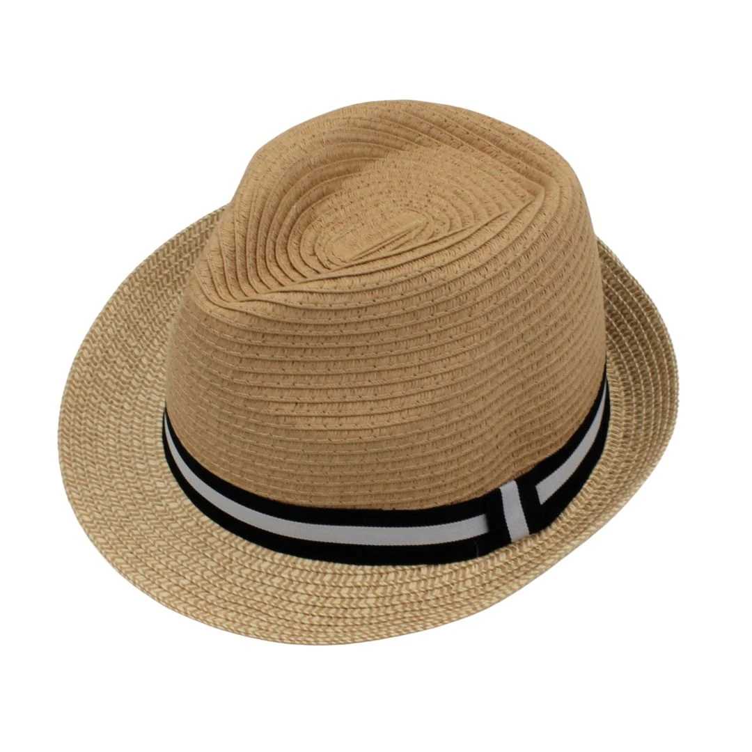 Pălărie de plajă bărbați bej bandă neagră - 