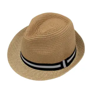 Pălărie de plajă bărbați bej bandă neagră - 