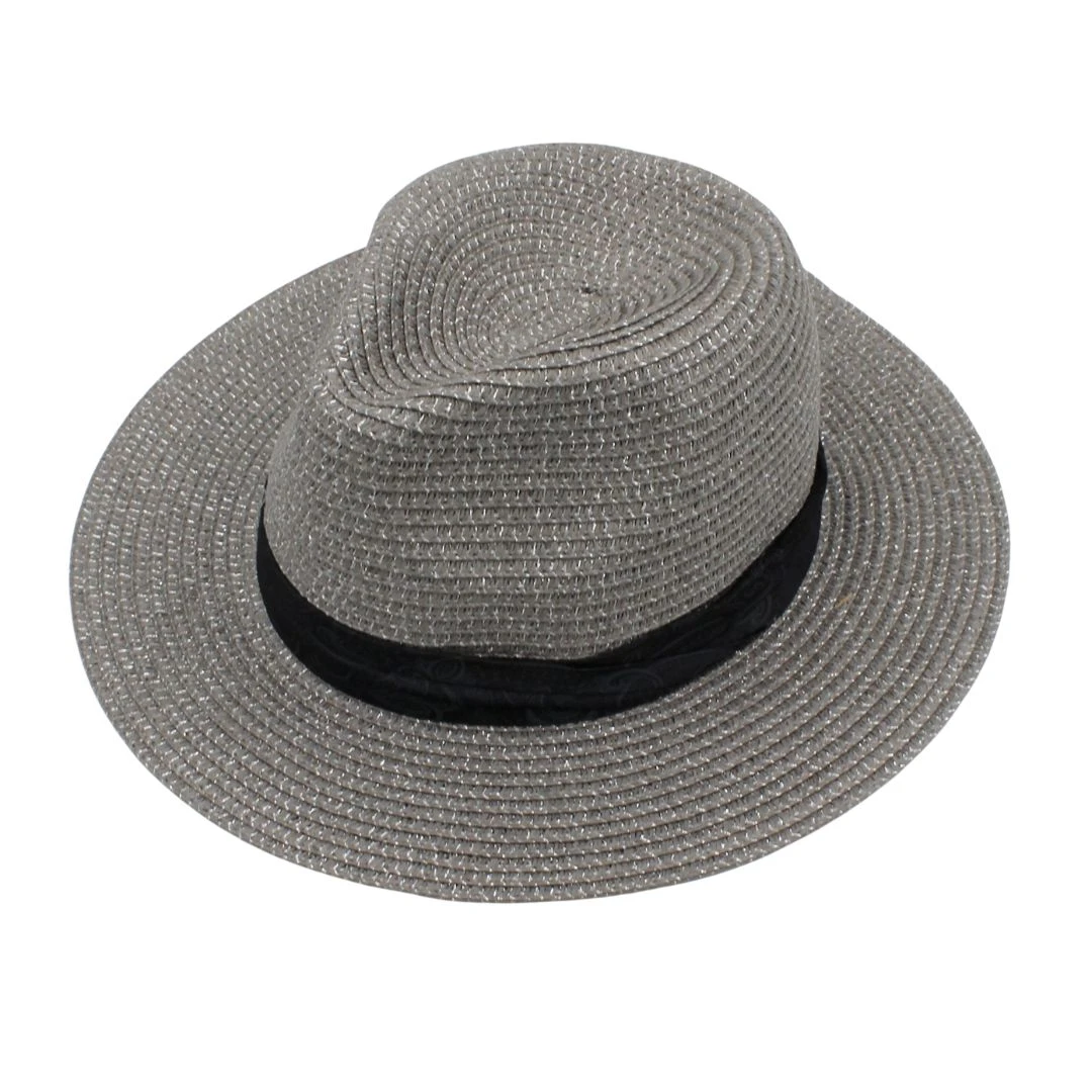 Pălărie de plajă bărbați gri bandă neagră - 