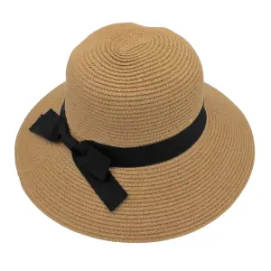 Pălărie plajă damă maro fundă neagră - 