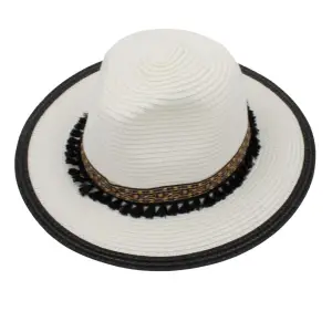 Pălărie plajă damă alb cu negru - 