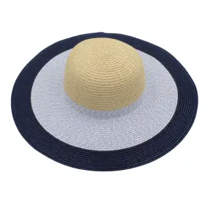 Pălărie plajă damă nature cu albastru - 