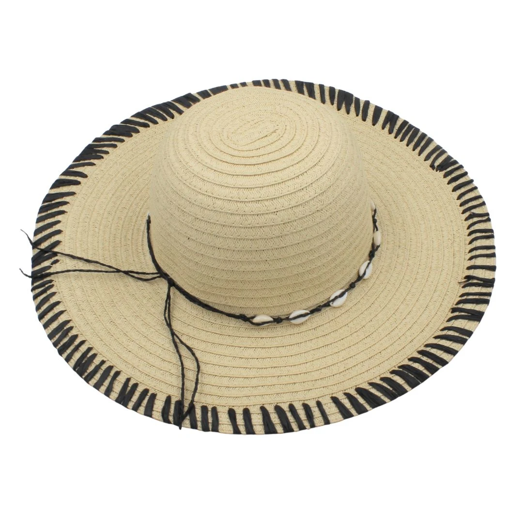 Pălărie plajă damă nature cu fundă subțire - 