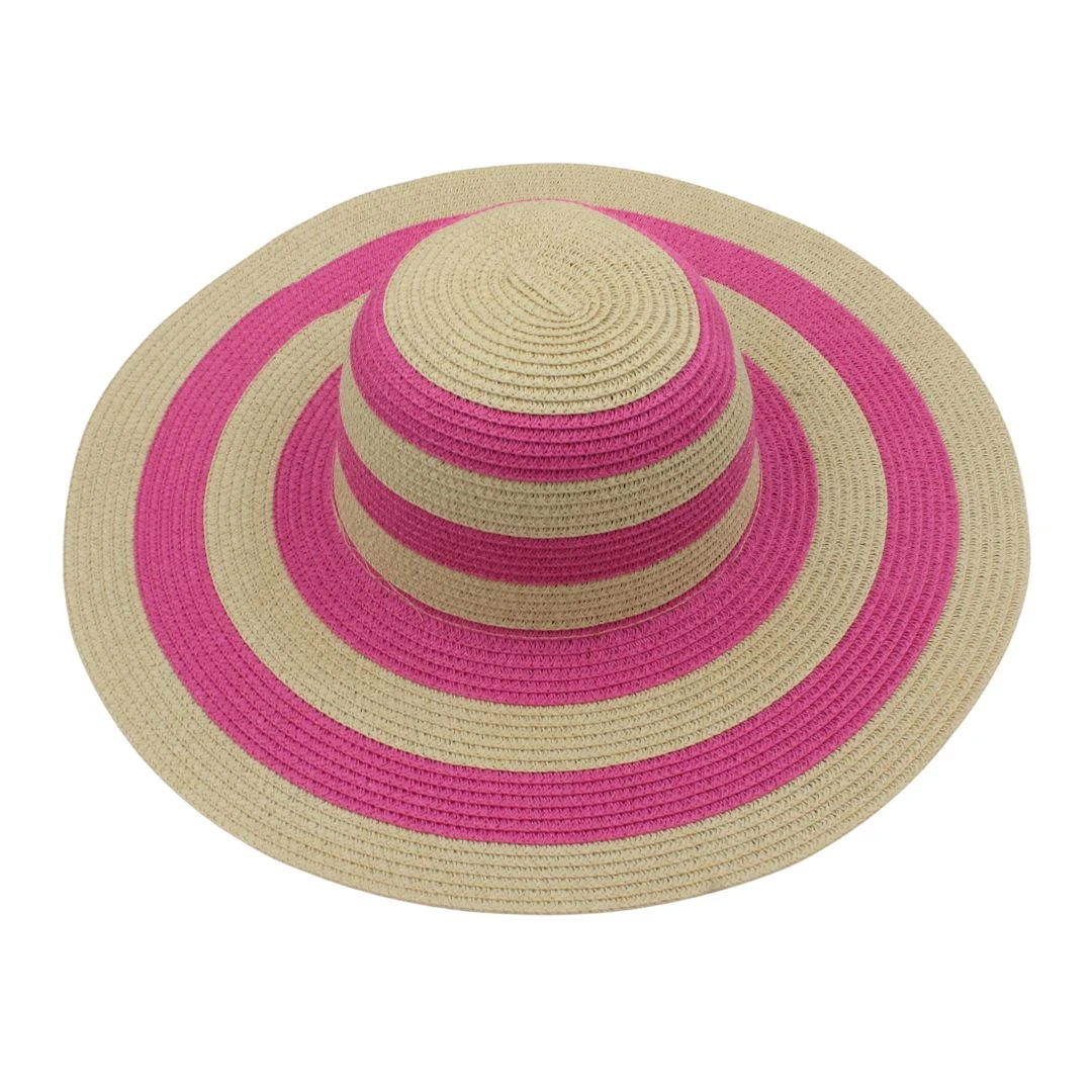 Pălărie plajă damă nature dungi roz - 