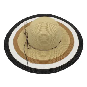 Pălărie plajă damă bej cu fundă subțire - 