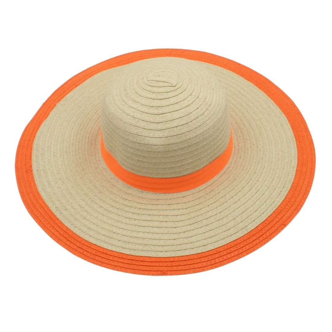 Pălărie plajă damă nature cu portocaliu - 