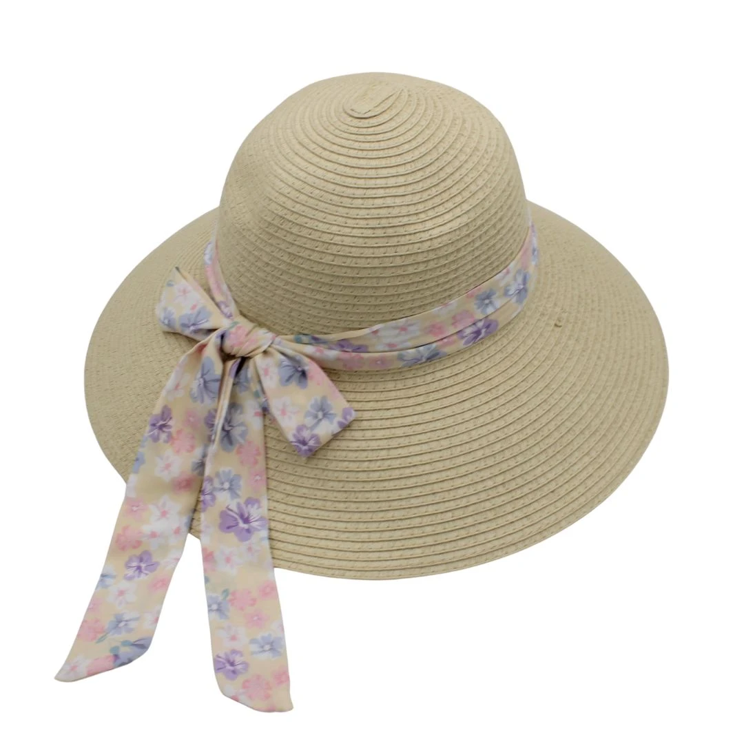 Pălărie plajă damă nature fundă floricele - 
