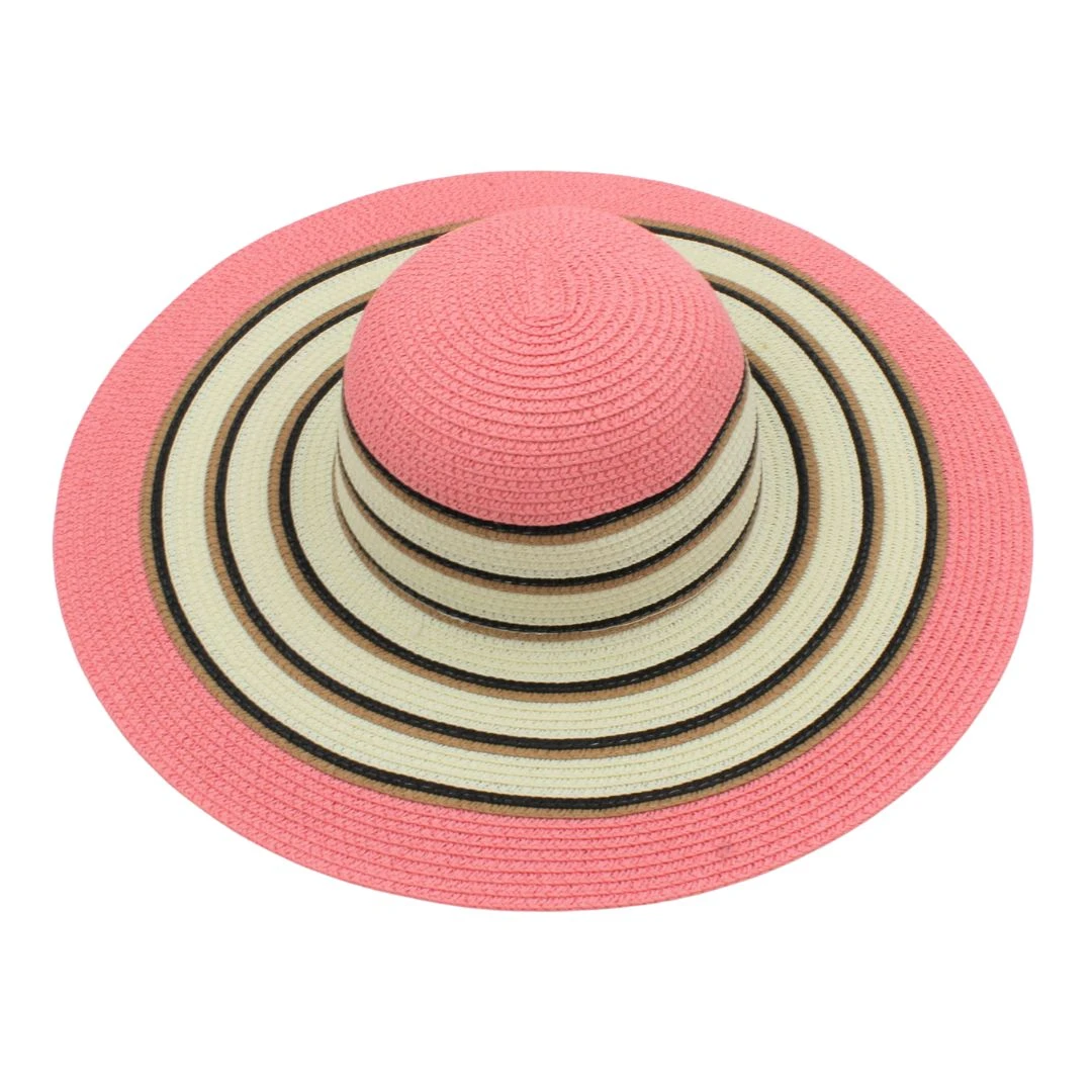 Pălărie plajă damă roz dungi colorate - 
