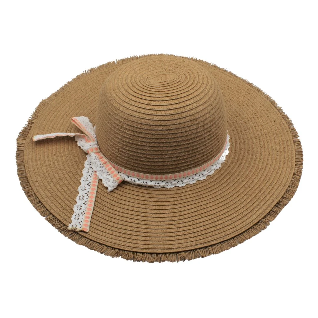 Pălărie plajă damă maro bandă croșetată - 