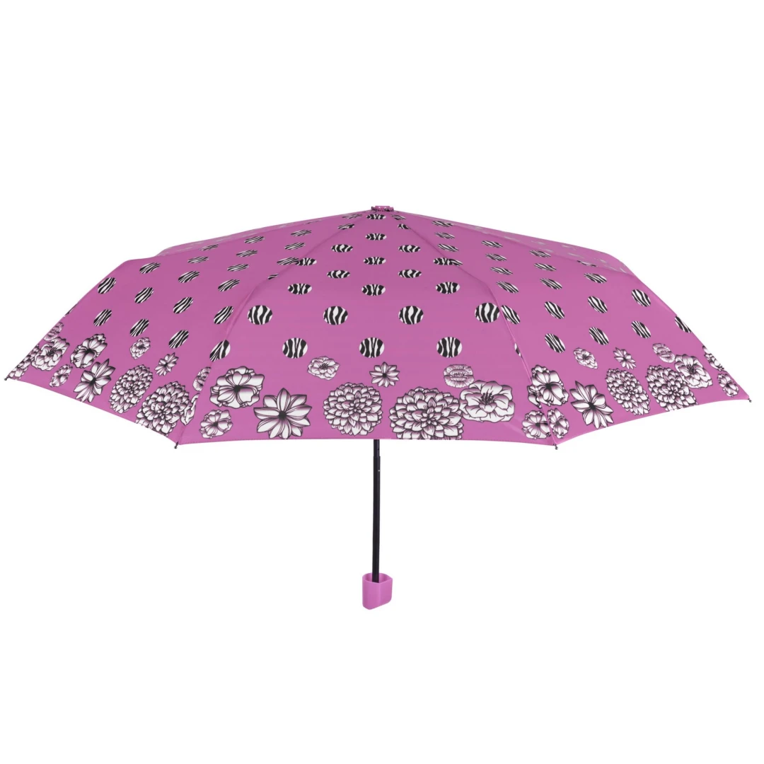 Umbrelă damă MINI manuală Perletti flori buline roz - 