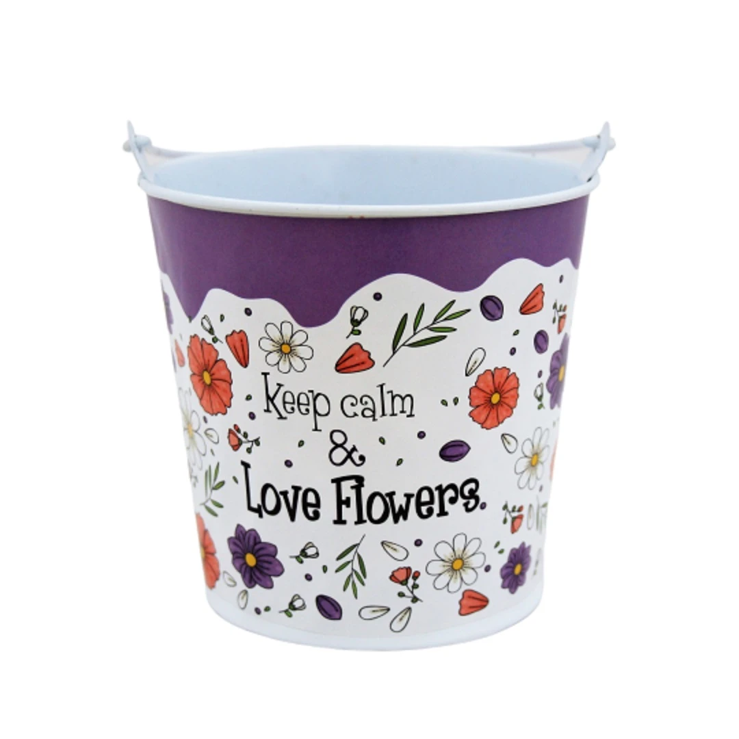 Suport ghiveci 13.5 cm "Keep calm & love flowers" - 