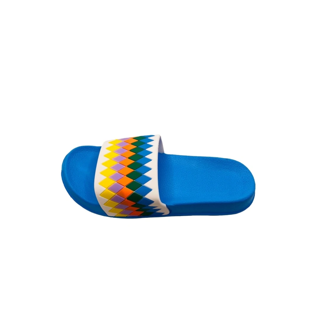 Papuci de piscina sau plaja pentru dama cu imprimeu multicolor, albastru, marime 40, 26 centimetri 40 EU ALBASTRU - 