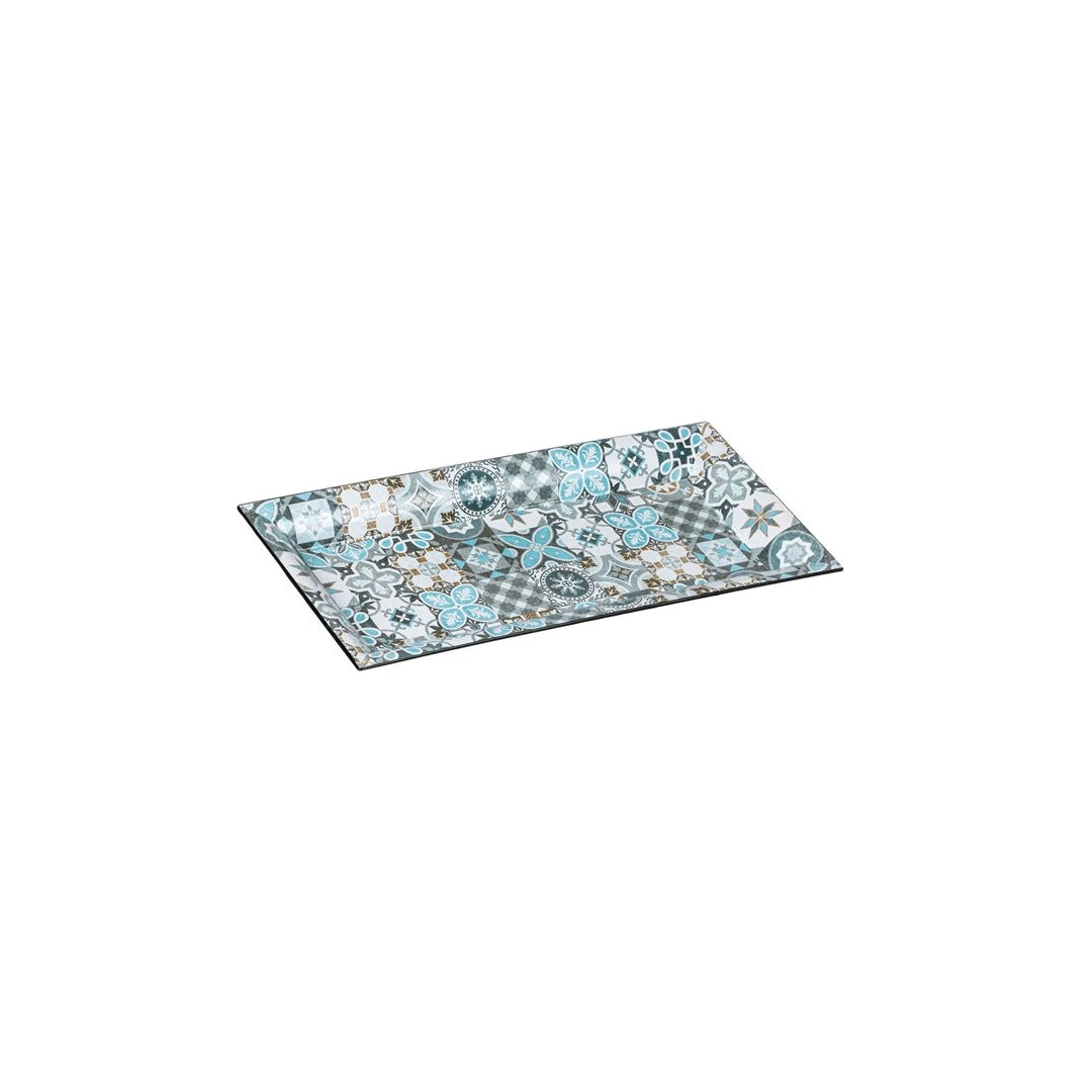 Platou Decorativ din Plastic Dreptunghiular Tiles Albastru 36x17x2.5cm ABYZ®™ - 