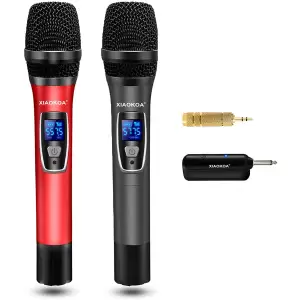 Set 2 microfoane profesionale Xiaokoa omnidirectionale wireless, pentru Karaoke, prezentari, raza actiune 80 m, negru - 