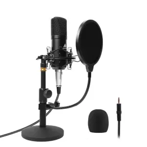 Microfon Profesional Maono AU-A03T, pentru studio Condenser BM800 cu stand metalic pentru Podcast, Streaming, Gaming, Karaoke - 