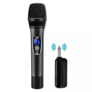 Microfon profesional Xiaokoa  omnidirectional wireless, pentru Karaoke, prezentari, raza actiune 80 m, negru - 