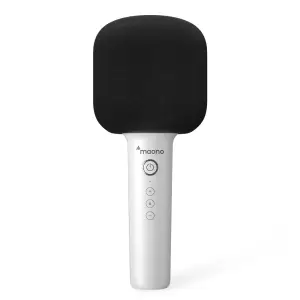 Microfon karaoke Maono MKP100, Bluetooth, Difuzor, Baterie, Efecte voce, Alb - 