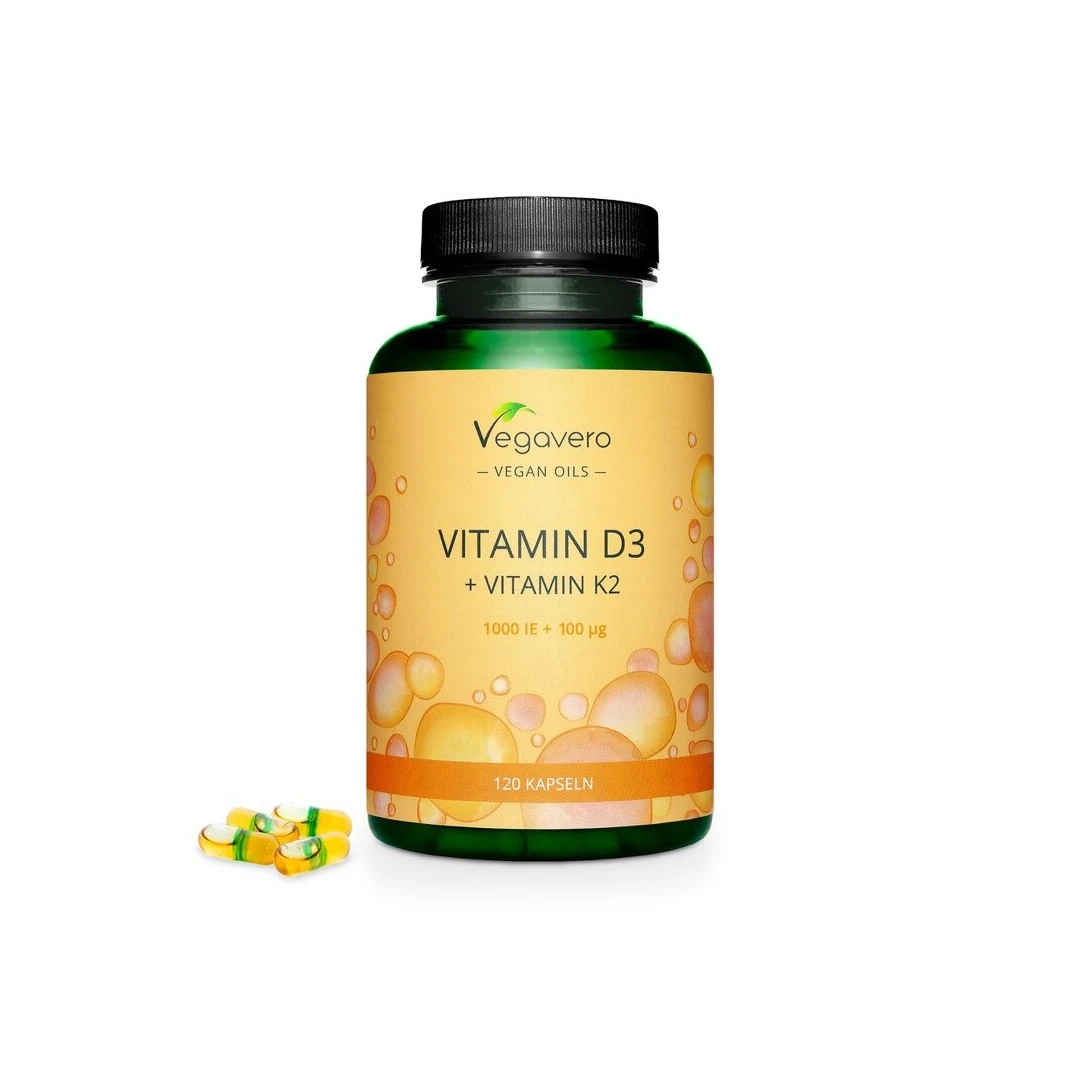 Vegavero Vitamina D3 & K2 oil (ulei) - 120 Capsule - 