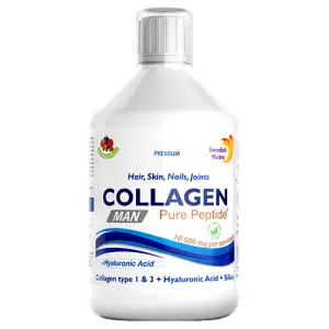Colagen Lichid MAN pentru Barba  Hidrolizat Tip 1 si 3 cu 10000Mg + Acid Hialuronic + Siliciu + Biotin + Vitamina C, E, B6, B12 ?  cu 500 ml - <p>Colagenul lichid MAN pentru barbă este un supliment alimentar ce conține colagen hidrolizat tip 1 și 3, acid hialuronic, siliciu, biotină și vitaminele C, E, B6 și B12. Produsul are o concentrație de 10000 mg și este disponibil &icirc;ntr-un flacon de 500 ml.</p>