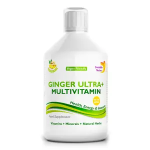Ginger ULTRA+ Multivitamine, Minerale, Verdeturi, Fructe + Fier cu 54 Ingrediente Active  Detoxifiere, Energie, Imunitate, 100% Vegan  500 ml - <p>Ginger ULTRA este un supliment alimentar bogat &icirc;n multivitamine, minerale, verdeturi și fructe, conțin&acirc;nd 54 de ingrediente active, inclusiv fier. Produsul promite să ofere beneficii precum detoxifiere, energie și &icirc;ntărirea imunității, fiind potrivit pentru vegani. Disponibil &icirc;ntr-un flacon de 500 ml.</p>