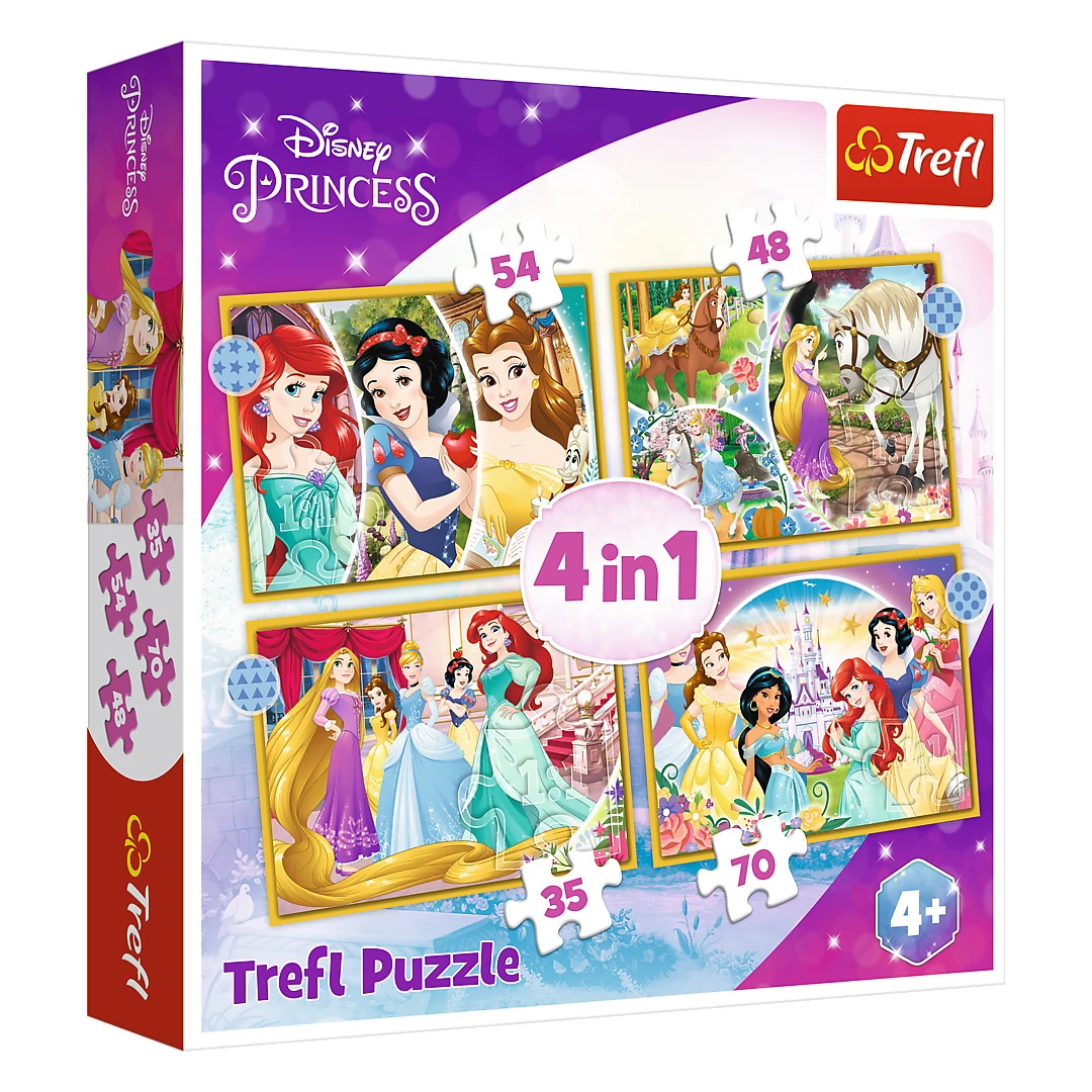 Puzzle Trefl 4 in 1 Disney Princess -  ziua fericita - 