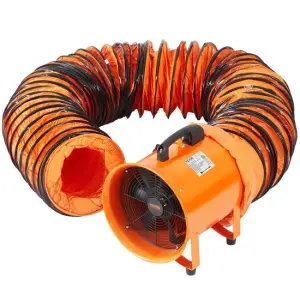 Ventilator portabil cu tubulatura pentru extragere fum, aer fierbinte Vevor 550 W, lungime tub 10 m, 8792 m3/h, IP 44 - 