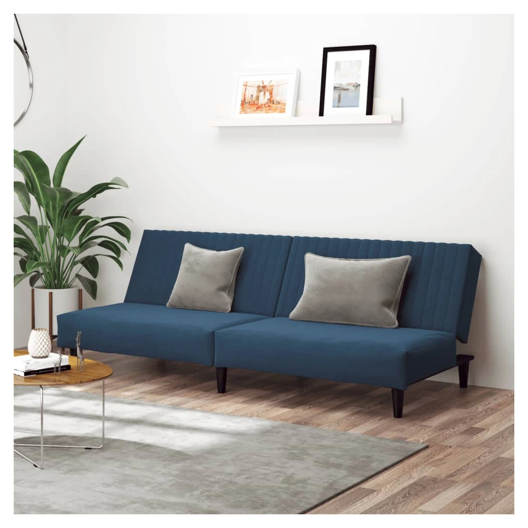 Canapea extensibilă cu 2 locuri, albastru, catifea - Această canapea extensibilă este o soluție perfectă pentru a găzdui oaspeții peste noapte, oferind în același timp un spațiu confortabil de relaxare î...
