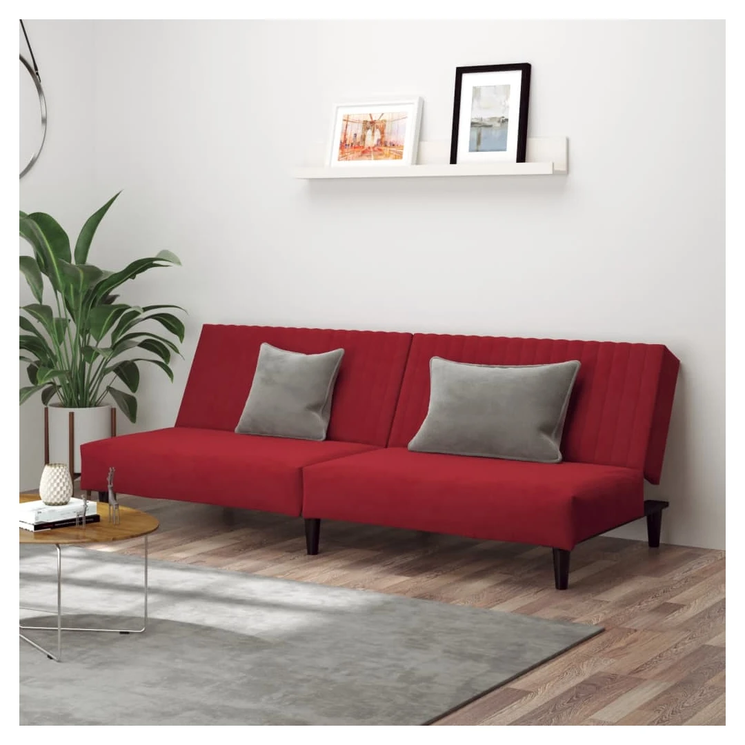 Canapea extensibilă cu 2 locuri, roșu vin, catifea - Această canapea extensibilă este o soluție perfectă pentru a găzdui oaspeții peste noapte, oferind în același timp un spațiu confortabil de relaxare î...