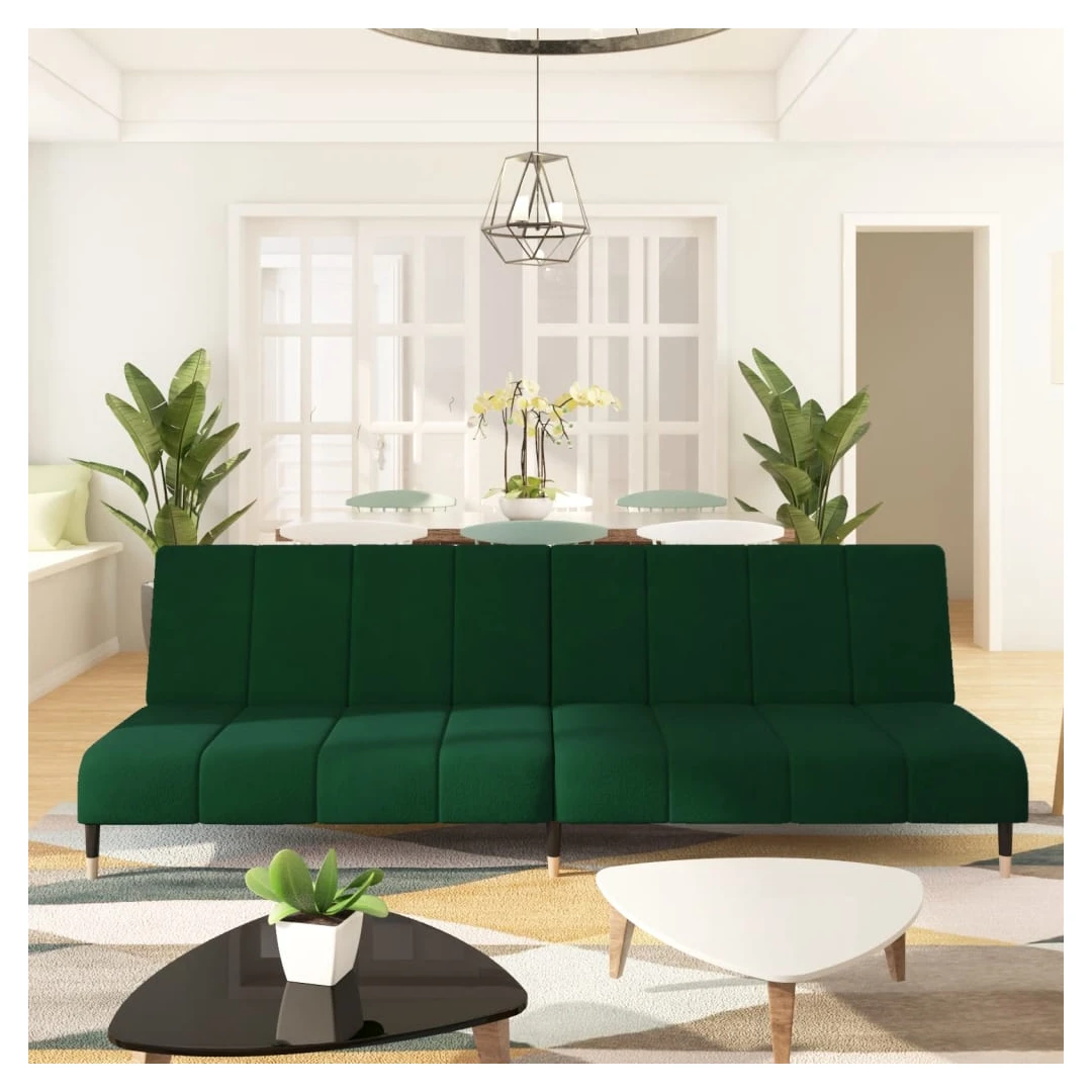 Canapea extensibilă cu 2 locuri, verde închis, catifea - Această canapea extensibilă este o soluție perfectă pentru a găzdui oaspeții peste noapte, oferind în același timp un spațiu confortabil de relaxare î...