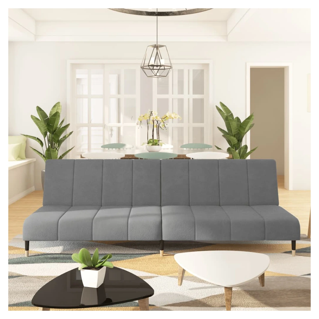 Canapea extensibilă cu 2 locuri, gri deschis, catifea - Această canapea extensibilă este o soluție perfectă pentru a găzdui oaspeții peste noapte, oferind în același timp un spațiu confortabil de relaxare î...