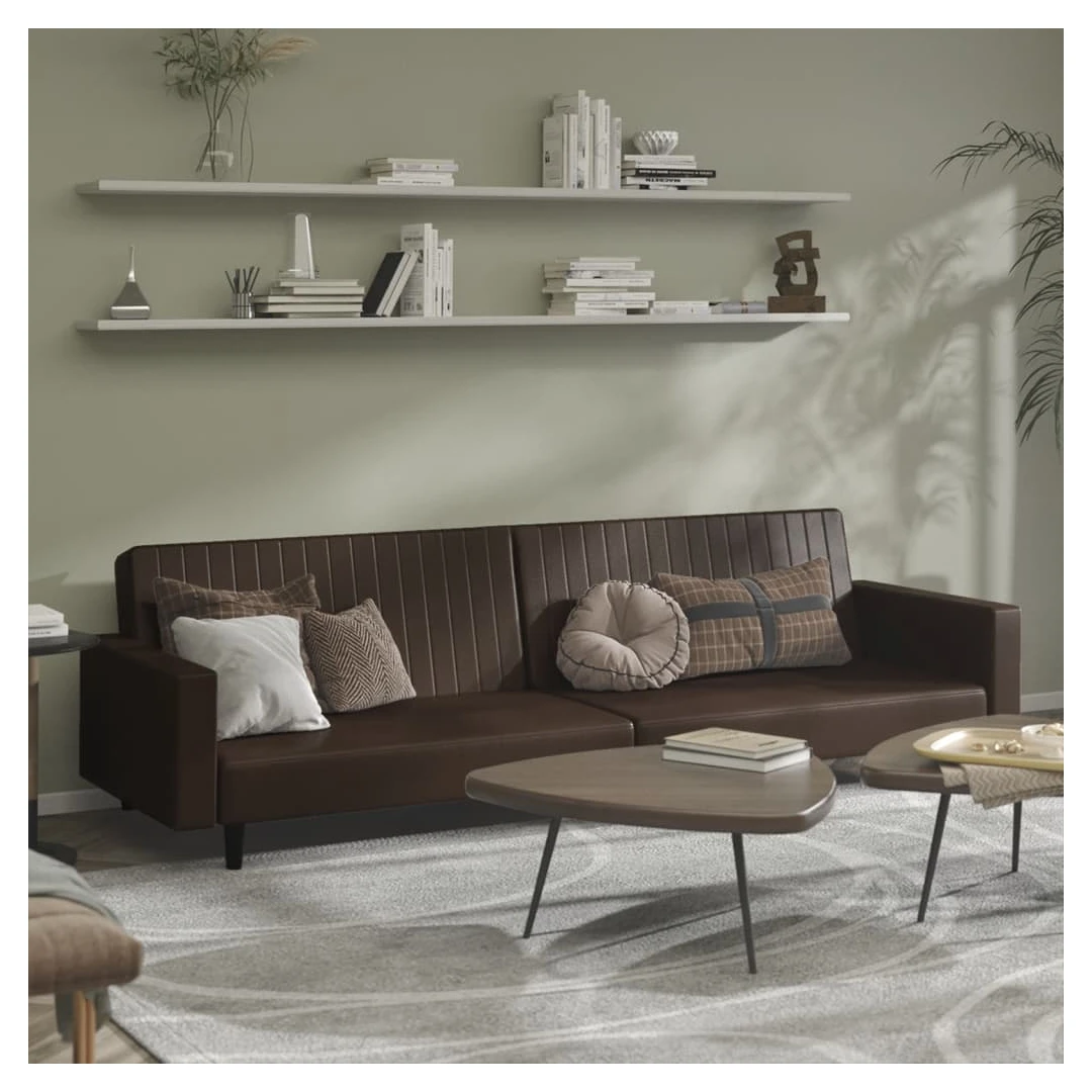 Pat de zi cu 2 locuri, maro, piele ecologică - Această canapea extensibilă este o soluție perfectă pentru a găzdui oaspeții peste noapte, oferind în același timp un spațiu confortabil de relaxare î...