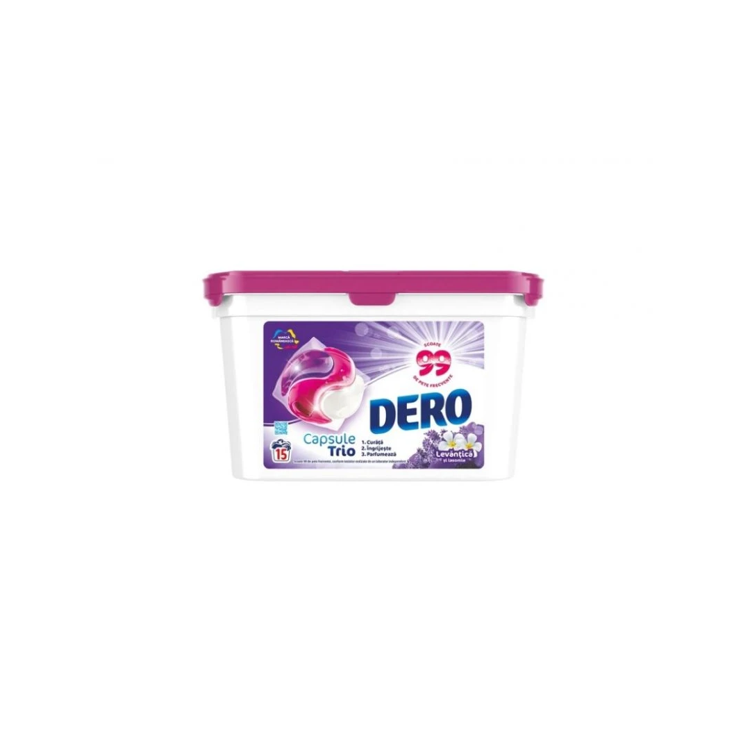 Detergent capsule Dero Trio Lavanda, 15 capsule, 15 spalari - 