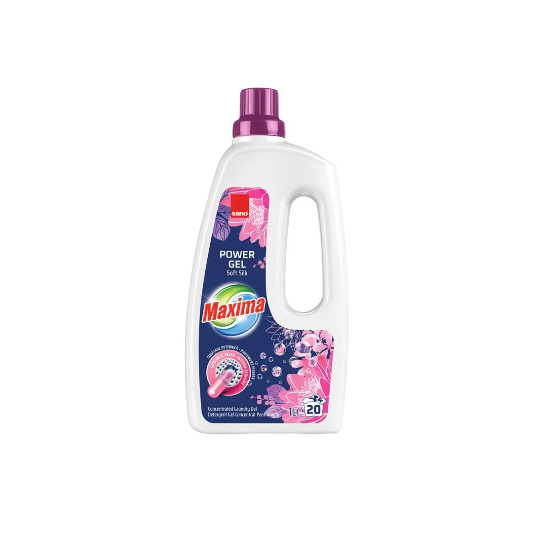 Detergent gel concentrat pentru rufe Sano Maxima Soft Silk, 20 spalari, 1 l - 
