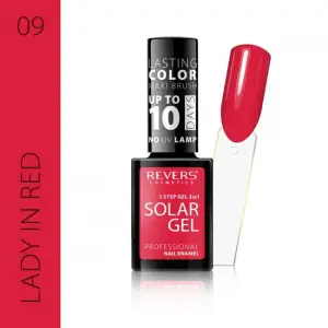 Lac de unghii Solar Gel, Revers, 12 ml, rosu, nr 09, lady in red - 