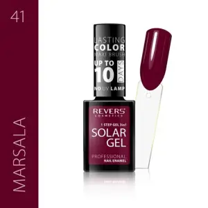 Lac de unghii Solar Gel, Revers, 12 ml, rosu inchis, nr 41, marsala - 