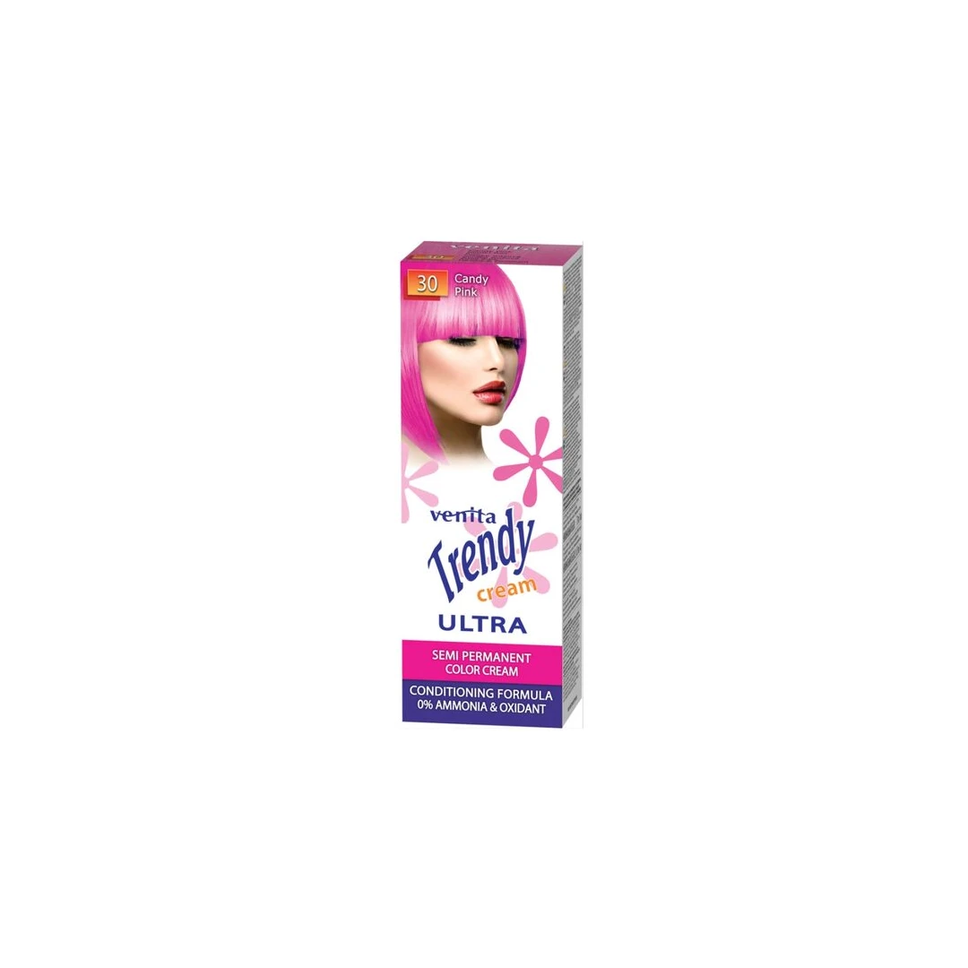 Vopsea de par semipermanenta, Trendy Cream Ultra, Venita, Nr. 30, Candy pink - 