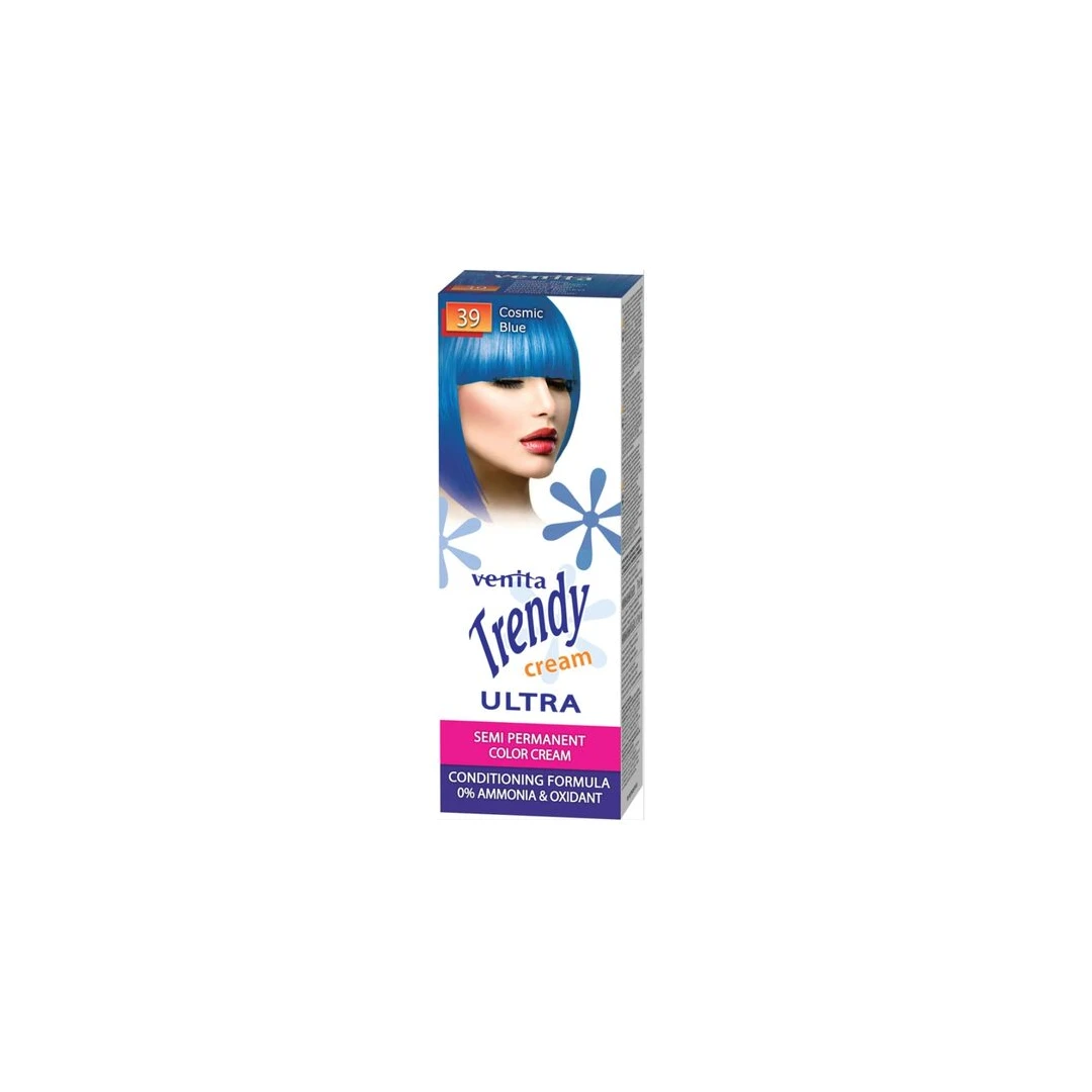 Vopsea de par semipermanenta, Trendy Cream Ultra, Venita, Nr. 39, Cosmic blue - 