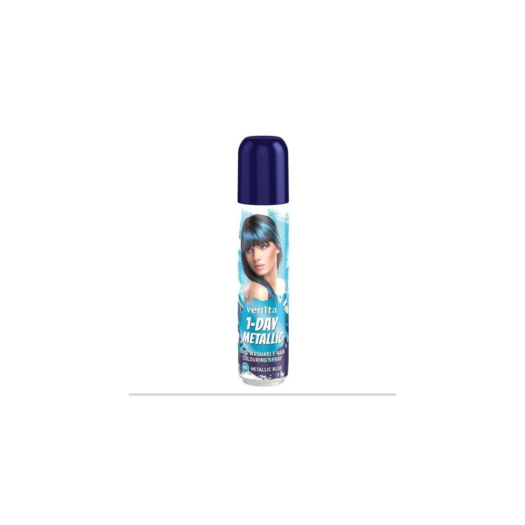 Spray colorant pentru par, fixativ, Venita, 1-Day Metallic Color, nr M3, Bleu - 