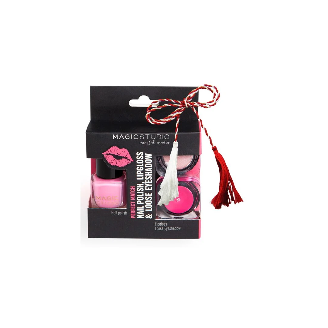 Kit Perfect Match gloss, lac de unghii si fard 30750, Nr 04, Pink, Magic Studio - 